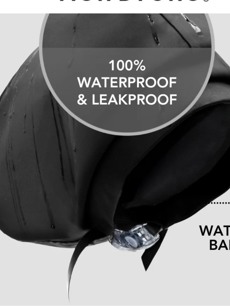 Hairbrella Black Waterproof Hair Bonnet With Secure Chin Strap — image 2 of 6